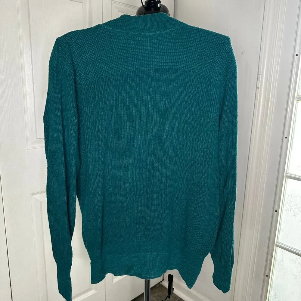 Vintage Men's LL Bean Teal Henley Sweater Size XL